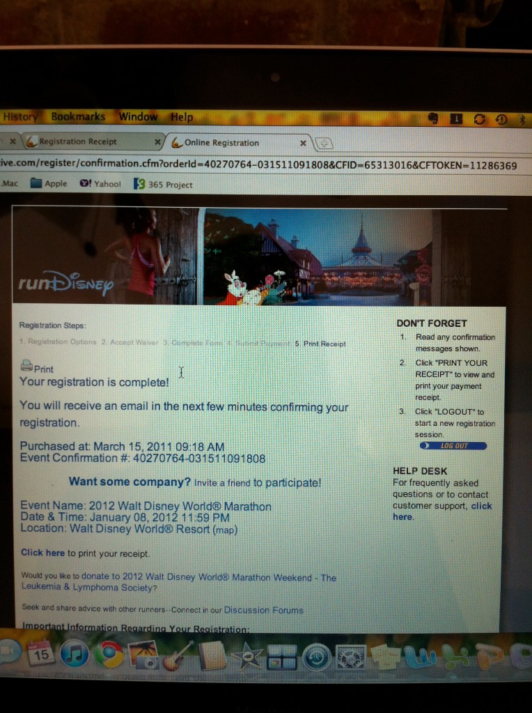 Disney Marathon 2012 Registration
