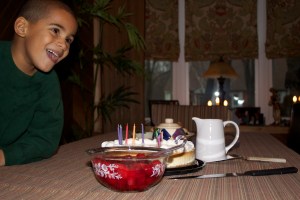 Pretend blowing out the candles