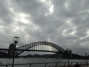 Cloudy skies over the Sydney Harbor Bridge